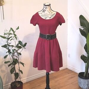Sandro Midi dress. Size large. Beautifully Braided Red Midi Dress.